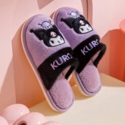 Sanrio Kuromi Two Tone Fur Slippers