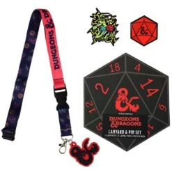Dungeons & Dragon Ampersand Dice Lapel Pins Lanyard Box Set