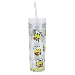 Sanrio Keroppi Slim Tumbler With Lid And Straw -Hello Discount Store medium 27f6cd4d f59d 4da9 9946 47ec4f9fc29a