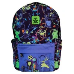 Loungefly X Nightmare Before Christmas Neon Glow All-Over Print Nylon Full-Size Backpack