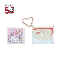 SANRIO Hello Kitty Sticker With Pouch :50th Birthday Fashionable Ribbon