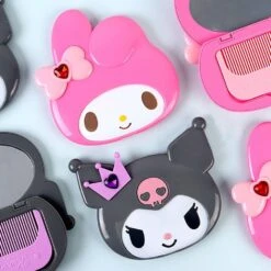 Sanrio My Melody & Kuromi Mirror And Comb With Sticker Set