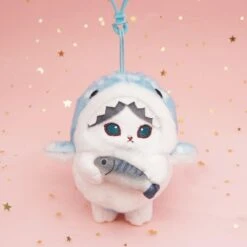 Mofusand Shark Meow Clip-On 5" Plush Mascot :Blue Cat