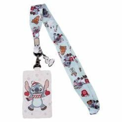 Loungefly X Stitch Holiday Snow Angel Lanyard With Card Holder